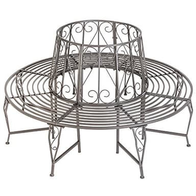 tectake® Garden Bench with Circular 360° Seat, Tree Bench in Antique Style for Trees up to Ø200 cm, 300 kg Load Capacity, Ø164 x 89 cm - Anthracite