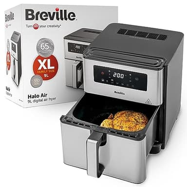Breville Halo Air Fryer | 9L Digital Air Fryer Oven | 1700W Power for Fast Results | 50% More Energy Efficient | Large Size: 65% More Cooking Space | FryBakeRoast & Grill | [VDF131]