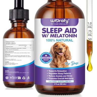 Melatonin for Dogs, Dog Melatonin, Anxiety Relief & Sleep Aid for Dogs, Liquid Calming Drops for dogs & cats, Helps with Noise, Fireworks, Separation Anxiety & Travel Stress, Bacon Flavor, 60ml
