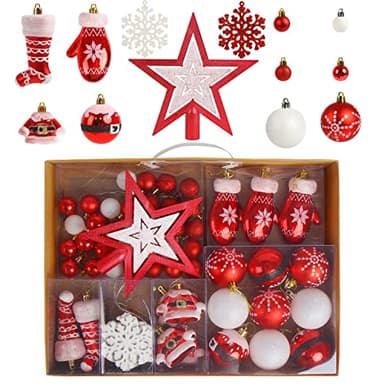 DERAYEE 71 PCS Christmas Ball Ornaments, Shatterproof Christmas Ball Decoration Set Hanging Baubles Pendants with Reusable Hand-held Gift Package for Xmas Tree