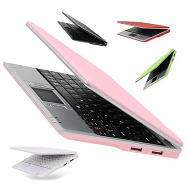 Bigmachine 7 Inch Portable Lightweight Mini Computer Laptop PC Netbook for kids Android 12 Quad Core 32GB WIFI Built In Camera YouTube Flash Player (Pink)