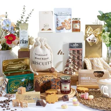 Traditional Treats Gift Hamper | Premium Chocolate, Biscuits, Cake, Coffee, Tea & Fudge | Gourmet Food Hamper for Men & Women | Luxury Gift for Birthdays, Thank Yous, Father's Day & Mothers Day Hamper