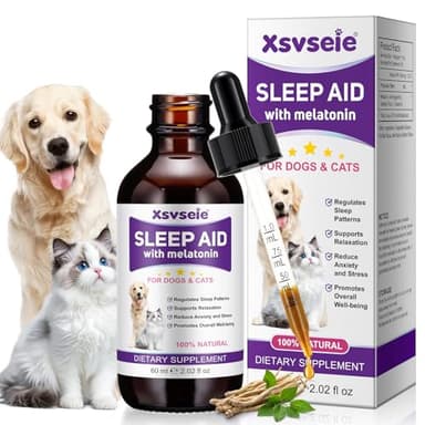 Melatonin for Pets, Melatonin for Dogs, Sleep Aid for Dogs, Melatonins for Cats, Support Aanxiety & Stress Relief, Promotes Relaxation and Deep Sleep, 2Oz Chicken Flavor