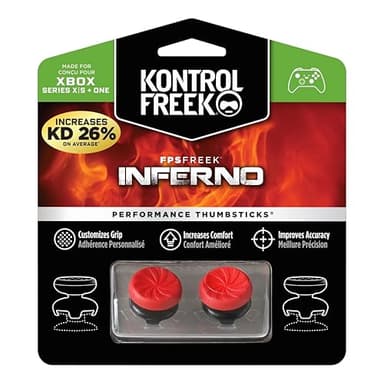 KontrolFreek FPS Freek Inferno for Xbox One and Xbox Series X Controller | Performance Thumbsticks | 2 High-Rise Concave | Red