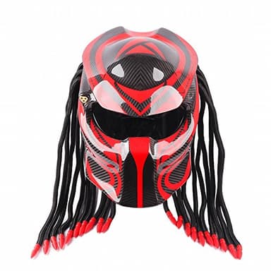 GUO Motorcycle Personality Helmet Predator Warrior Carbon Fiber Helmet,B,L