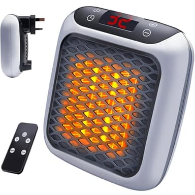 Plug in Heater 800W Electric Fan Heaters 12 Hour Timer Adjustable Thermostat for Home Low Energy Silent Fast Heating Personal Portable Small Ceramic Heater with Overheat Protection Operation for Room