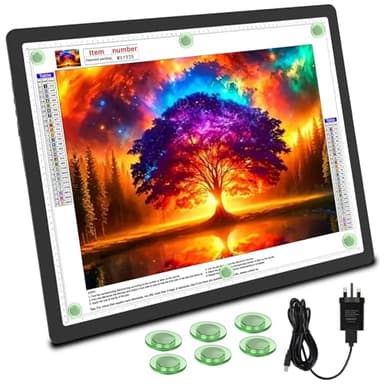 TOHETO Rechargeable Magnetic A2 Light Board 25.2''x18.4'', Large Diamond Painting Light Pad with Side Buttons, 3 Light Colors Light Box for Tracing and Drawing, Dimming LED Light Table for Sketching