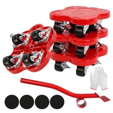 Gyism Furniture Movers 400KG Capacity for Heavy Items with 4 Wheels, Furniture Sliders Moving Wheels Set for Moving Equipment Heavy Appliance Refrigerator Sofa, Furniture Rollers (Red)