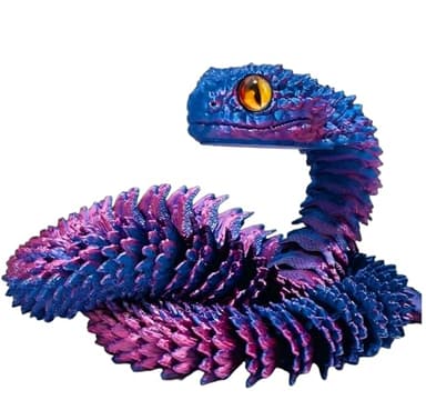 Vayfoni 3D Printed Snake Flexible Articulated Animal Model – Gradient Red Blue Snake Toy – Collectible 3D Printed Animals Decoration for Home and Office