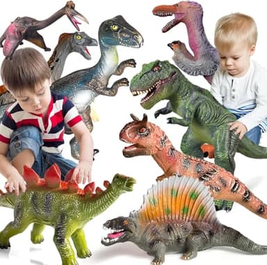 Gzsbaby 8 PCS Jumbo Dinosaur Toys for Kids Toddler 3-5, Realistic Dinosaur Toys for Kids - Large Dino Playset for Boys and Girls 3 4 5 6 7 Year Old Children Birthday