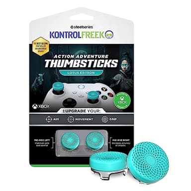 KontrolFreek Lotus for Xbox One and Xbox Series X Controller, Performance Thumbsticks, 2 Mid-Rise Concave, Teal/Clear