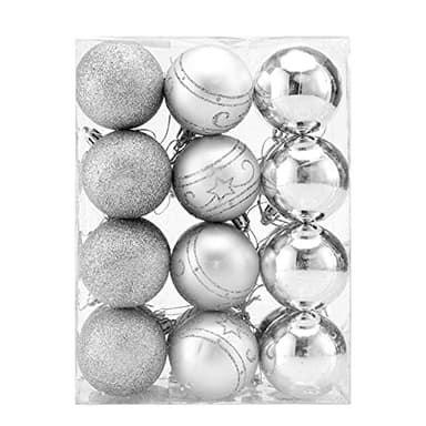 CASARIA Christmas Tree Baubles Set - 48 or 24 Matt & Shiny Shatterproof Ornaments for Xmas Decorations - Modern 6cm 2.4 Inches - Gold, Silver, White, Red, Green, Pink Christmas Decorations UK