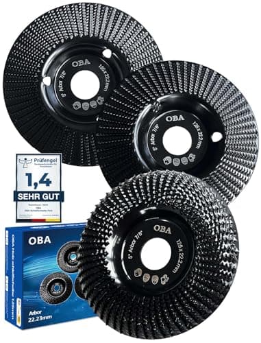 OBA Wood Carving Disc for Angle Grinder 125 mm, 3 Pcs Wood Grinding Disc, Tree Stump Removal, Milling Disc for Grinding, Carving Shapes, Automatic Cooling Hole