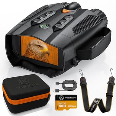 Night Vision Binoculars - Night Vision Goggles with 3" HD Screen, 10x Digital Zoom, 5000mAh Rechargeable Battery, 32GB SD Card & Case – High Definition Wildlife & Camping Camera