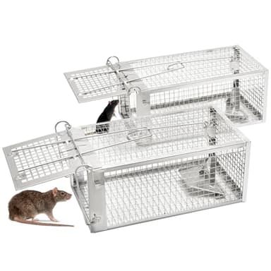 EGOFLYYA Rat and Squirrel Cage Trap, Live Multi-Catch Rat Trap, Live-Catch Effective Cage Trap for Rats and Small Animals, Great for Outdoor Use (2Pack)