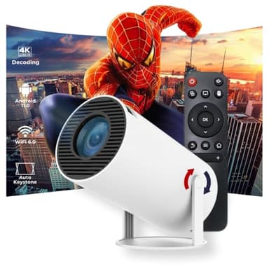 2026 OptiZen Mini Projector, 720p HD & 4K Support, Portable Projector with WiFi 6 & Bluetooth 5 Auto Keystone Correction, Works with Android, USB, HDMI, TV Stick, Tablet, 12,000 Lumens, 180° Rotation