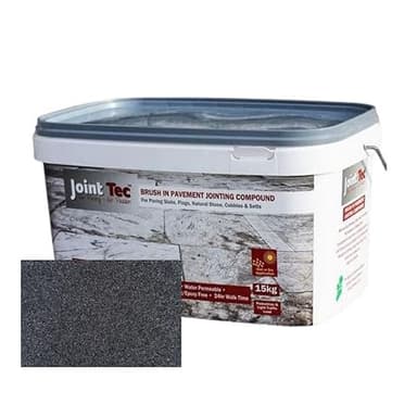 Joint-Tec 15kg - 20m² Coverage | Jointing Compound | Brush In Patio Grout For Paving Patios & Block Paving | Self Setting All Weather Application | Brush In Grout For Paving (Basalt Grey, 15kg)