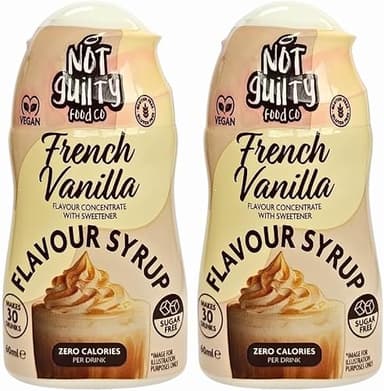 2x 60ml Not Guilty Zero Calorie Barista French Vanilla Syrup Concentrate, Sugar & Fat Free, Vegan Sweetener - Bundled by GetInStyle Shop