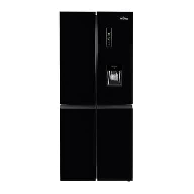 Willow WSBES4MDB 415L American Side by Side Fridge Freezer with Water Dispenser, Total No Frost, 5* Rating, LED Door Display, Mark-Proof Finish - Black