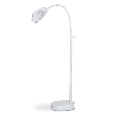 PURElite Tri-Spectrum Floor Lamp - Rechargeable Magnifying Lamp, Flexible LED Floor Light, 3 Colour Brightness Settings, Natural Daylight Bulbs for Reading, Needlework, Sewing, Crafting – White