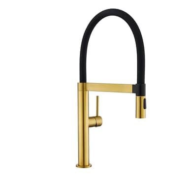 Tohlar Gold Kitchen Tap, Kitchen Taps Mixer with Pull Down Spray, Brushed Gold Finish, Gold Color Family, 1 Hole Mount