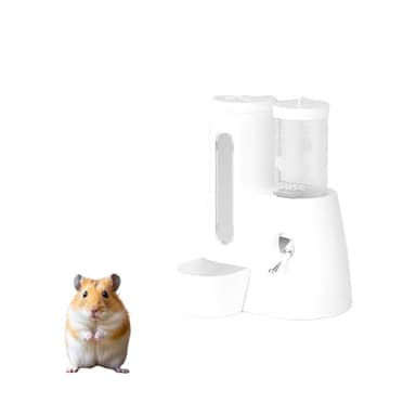 Hamster Water Bottle – Freestanding Cage Feeder with Food Bowl for Small Animals Like Gerbil, Rat, or Rabbit, Space-Saving Pet Drinking Tool with Compact Base and Guinea Pig Water Bottle