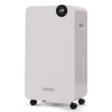 Olsen & Smith 12L/Day Portable Quiet Electric Dehumidifier Dehumidifiers for Home Damp with Laundry Mode, 5p/h to run, for Bedroom Kitchen Bathroom Garage on Wheels, 2.1L Tank & Drainage Hose, White
