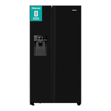 Hisense RS694N4TBE Freestanding American Side - by - side Door American Fridge Freezer 562L, Black, with Non-Plumbed Water and Ice Dispenser, Black, 91 × 178.65 × 68.9 cm (W×H×D)