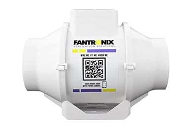 Fantronix 100 mm (4”) Inline Bathroom Extractor Fan with Run-On Timer – Quiet Loft-Mounted Ventilation for Shower, Toilet & Damp Control