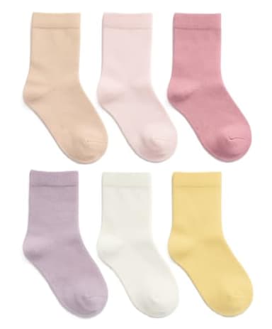 Baby Kids Girls Seamless Socks Cotton Rich Soft Colourful Durable Comfort Newborn Toddler & Kids School Ankle Socks Size 0-10 Years (6 Pairs) (UK, Age, 9 Years, 10 Years, Plain Light)