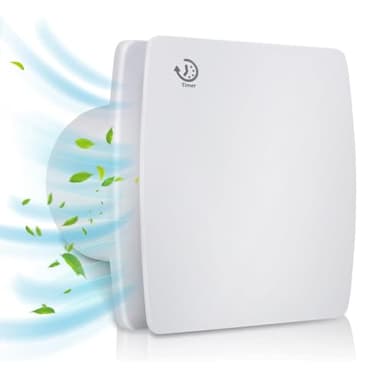 Bathroom Extractor Fan, 4"/100mm High Airflow Silent Bathroom Fan with Timer Overrun Delay Function for Bathroom Toilet Shower Wall Mount (White)