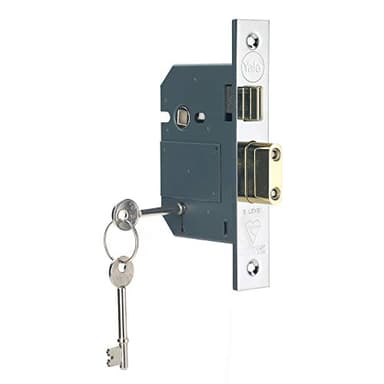 Yale B-BSSL-3.0-CH British Standard 5 Lever Mortice Sashlock, Boxed, Suitable for External Doors, Chrome Finish, 3 Inch/76 mm