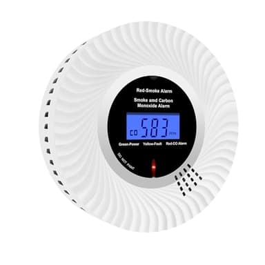 Scondaor Combination Smoke and Carbon Monoxide Detector with LCD Display & 10-Year Battery, Smoke Alarms for Home, Smoke & CO Alarm Detector with Test/Silence Button (1 Pack)