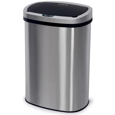 NETTA 50L Kitchen Sensor Bin - Large Touch-Free Automatic Motion Sensor Waste Rubbish Bin, Dustbin, Trash Can - Stainless Steel Finish - 50 Litre - Silver