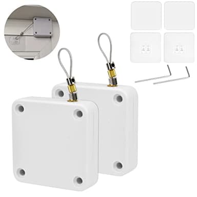 DODUOS 2PCS Automatic Door Closer,White Punch-Free Automatic Sensor Door Closer,Residential Commercial Auto Door Closer w/ Drawstring,Door Closers Interior Door Home Offices Used,2.49in (ZTH-A370)