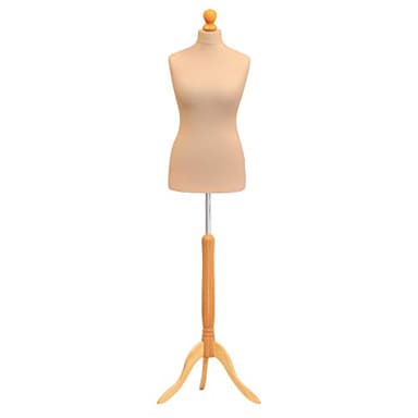 Female Tailors Dummy Bust Size 8/10 Dressmakers Fashion Mannequin Students Cream With Lightwood Stand (Cream)