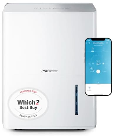 Pro Breeze® 30L/Day Smart Dehumidifier with Large 3L Water Tank for Damp & Condensation - WiFi Smart App Control, Digital Humidity Display, Continuous Drainage, 24 Hour Timer & Auto Defrost Function