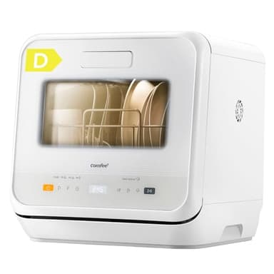 COMFEE' Table Top Dishwasher, Mini Countertop Dishwasher with 6+3 Programs, Steam Wash, Baby Care & Fruit Wash, No plumbing, Delay Start, 72H Storage - White