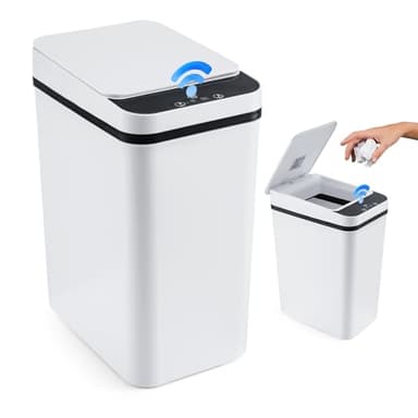 M.J COMFY-LIFE Smart Touchless Bathroom Trash Can 10L Automatic Motion Sensor Garbage Bin with Lid, Electric Waterproof Narrow Slim Design for Kitchen, Office, Toilet, Bedroom