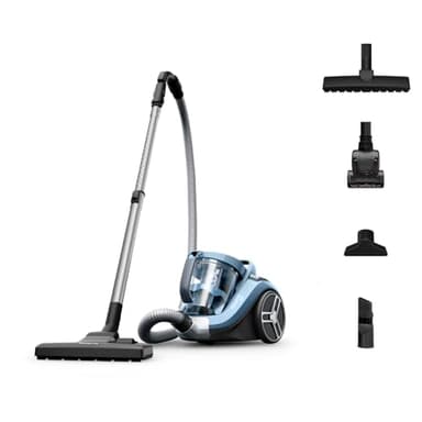 Rowenta RO4871 Compact Power XXL Bagless Vacuum Cleaner | 550 Watt | 2.5 L Dust Volume | Compact & Quiet | Extreme Suction Power | Suitable for Deep Hair | Highly Efficient Floor Nozzle | Blue/Silver