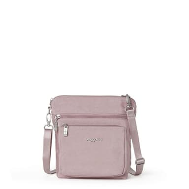 Baggallini Women's Modern Pocket Crossbody 9x8.5 Lightweight Water-Resistant Travel Purse Handbag Shoulder Bag W/RFID, Blush Shimmer, One Size