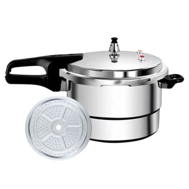 Canner Pot - 7 Litre Size | Heavy Duty Pressure, Stainless Steel Base Gas Electric Range Universal Use Large Stockpot Including Steamed Tray Commercial Grade Home Restaurant Reliable Tool