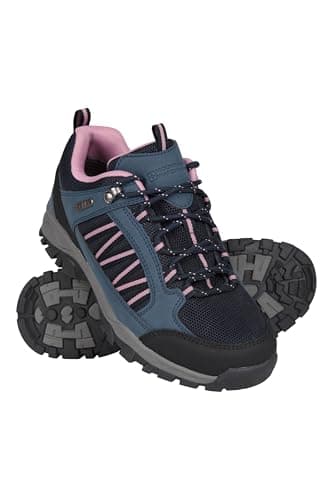 Mountain Warehouse Path Waterproof Womens Walking Shoes - Breathable Ladies Shoe, Mesh Lining, High Traction Sole Hiking Shoes - for Spring Summer, Trekking, Camping Navy Adult Shoe Size 6