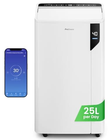 Pro Breeze® 25L/Day Smart Compressor Dehumidifier - Energy Efficient with Laundry Mode & Wi-Fi, Humidity Sensor & Indicator, Carbon Air Filter for Mould, Damp & Moisture - for Home, Office & Bedroom