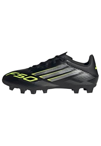 adidas Unisex F50 Club Firm Ground/Multi Ground Football Boots, Core Black/Iron Metallic/Lucid Lemon, 8 UK