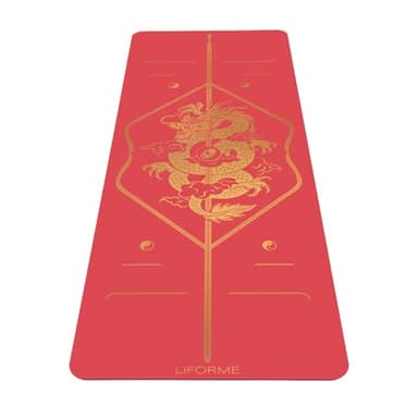 Liforme Chinese New Year Collection - Free Yoga Bag, Patented Alignment System, Warrior-like Grip, Non-Slip, Eco-friendly, Biodegradable, Sweat-resistant, Long, Wide and Thick for Comfort - Dragon