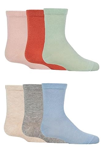 SockShop Kids Bamboo School Socks - Boys Girls Plain Striped Soft Socks Comfort Cuff Smooth Toe Seams 6 Pairs Fashion Mix Plain 12.5-3.5 Kids (8-12 Years)