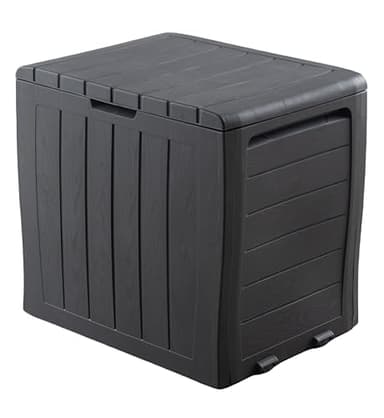 simpa 120L Grey Wood Panel Effect Plastic Garden Storage Box All Weather Resistant