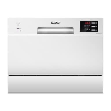 COMFEE' Table Top Dishwasher with 6 Place Settings, Mini Countertop Dishwasher for Small Families, Couples, LED display, Delay Start, 47dB Quiet Noise, White