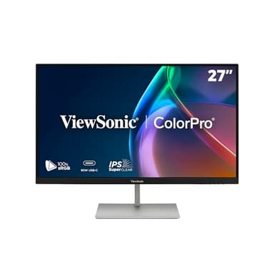 ViewSonic ColorPro VP2766-2K 27 inch Monitor 2K QHD, Pantone Validated, Delta E<2, 100% sRGB, 90W USB-C, 120Hz, Creative Monitor for Graphic Design and Video Editing, Ergonomic, TUV Flicker Free